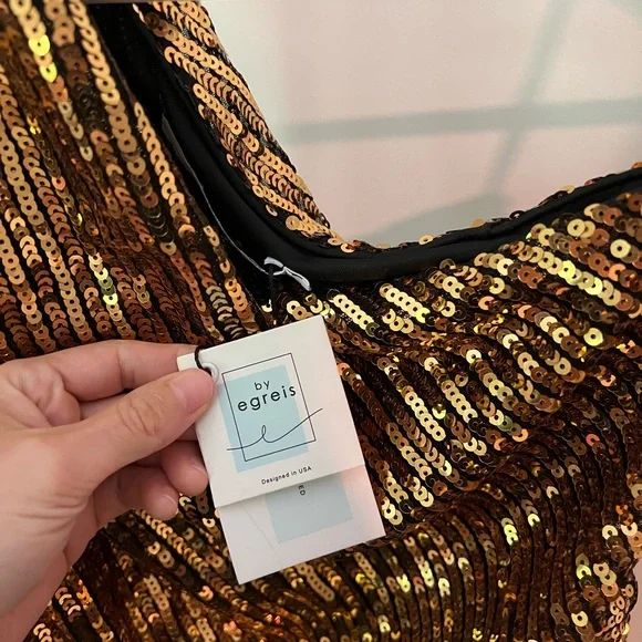 Gold Sequin One-Shoulder Dress - Picture 3 of 4